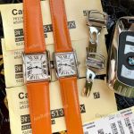 Cartier Solo Tank Quartz Watch - SS Orange Leather Band_th.jpg